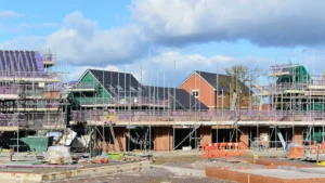Construction and scaffolding on housing estate