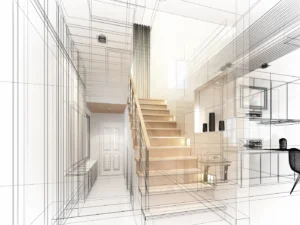 Architectural overlay onto stairway